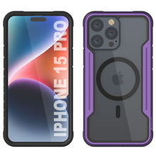 Cargar imagen en el visor de la galería, Carcasa defensiva de grado militar Punkcase Stealth MAG Armor Pro para iPhone 15, protectora de múltiples capas [morado].
