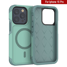 Cargar imagen en el visor de la galería, Funda PunkCase para iPhone 15 Pro, [Serie Spartan 2.0] Cubierta Transparente Resistente y Robusta con Protector de Pantalla Incorporado [verde azulado]
