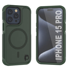 Cargar imagen en el visor de la galería, Funda PunkCase iPhone 15 Pro, [Serie Spartan 2.0] Funda Resistente y Robusta Transparente con Protector de Pantalla Incorporado [verde oscuro]
