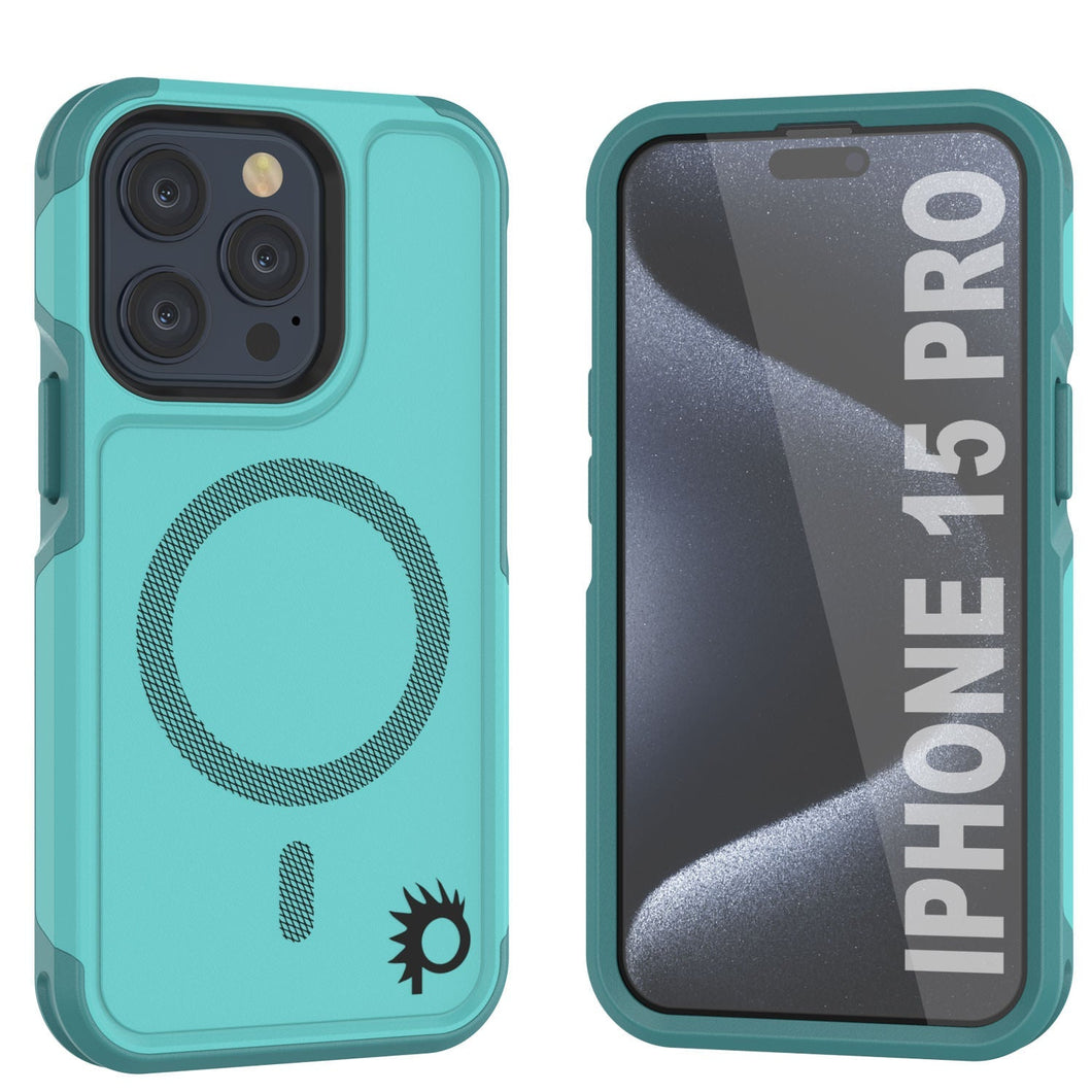 Funda PunkCase iPhone 15 Pro, [Serie Spartan 2.0] Cubierta Claro Resistente de Alta Resistencia con Protector de Pantalla Incorporado [Azul]