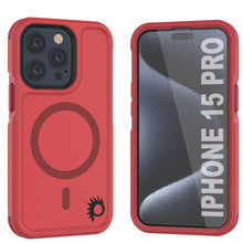 Cargar imagen en el visor de la galería, Funda PunkCase para iPhone 15 Pro, Serie Spartan 2.0, Cubierta Resistente Transparente con Protector de Pantalla Incorporado [rojo]
