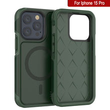 Cargar imagen en el visor de la galería, Funda PunkCase iPhone 15 Pro, [Serie Spartan 2.0] Funda Resistente y Robusta Transparente con Protector de Pantalla Incorporado [verde oscuro]
