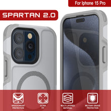 Cargar imagen en el visor de la galería, Funda PunkCase para iPhone 15 Pro, [Serie Spartan 2.0] Funda resistente resistente y transparente con protector de pantalla incorporado [blanco]
