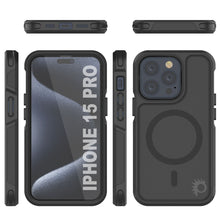 Cargar imagen en el visor de la galería, Carcasa PunkCase para iPhone 15 Pro, Serie Spartan 2.0 transparente y resistente, con protector de pantalla incorporado [Negro]
