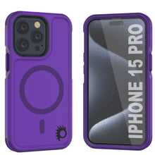 Cargar imagen en el visor de la galería, Funda PunkCase para iPhone 15 Pro, Serie Spartan 2.0, cobertura resistente y resistente con protector de pantalla incorporado [morado].
