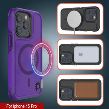 Cargar imagen en el visor de la galería, Funda PunkCase para iPhone 15 Pro, Serie Spartan 2.0, cobertura resistente y resistente con protector de pantalla incorporado [morado].

