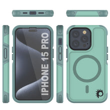 Cargar imagen en el visor de la galería, Funda PunkCase para iPhone 15 Pro, [Serie Spartan 2.0] Cubierta Transparente Resistente y Robusta con Protector de Pantalla Incorporado [verde azulado]
