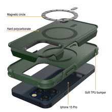 Cargar imagen en el visor de la galería, Funda PunkCase iPhone 15 Pro, [Serie Spartan 2.0] Funda Resistente y Robusta Transparente con Protector de Pantalla Incorporado [verde oscuro]
