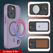 Cargar imagen en el visor de la galería, Funda PunkCase para iPhone 15 Pro, Serie Spartan 2.0, cubierta transparente resistente y robusta con protector de pantalla incorporado [lila]
