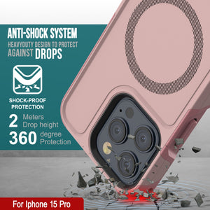PunkCase Funda iPhone 15 Pro, [Spartan 2.0 Series] Funda Transparente Resistente y Resistente con Protector de Pantalla Incorporado [rosa].