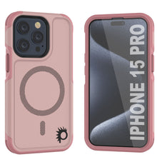 Cargar imagen en el visor de la galería, PunkCase Funda iPhone 15 Pro, [Spartan 2.0 Series] Funda Transparente Resistente y Resistente con Protector de Pantalla Incorporado [rosa].
