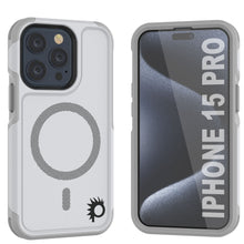 Cargar imagen en el visor de la galería, Funda PunkCase para iPhone 15 Pro, [Serie Spartan 2.0] Funda resistente resistente y transparente con protector de pantalla incorporado [blanco]
