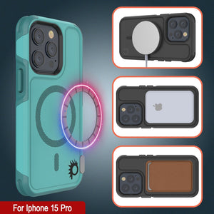 Funda PunkCase iPhone 15 Pro, [Serie Spartan 2.0] Cubierta Claro Resistente de Alta Resistencia con Protector de Pantalla Incorporado [Azul]