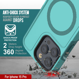 Funda PunkCase iPhone 15 Pro, [Serie Spartan 2.0] Cubierta Claro Resistente de Alta Resistencia con Protector de Pantalla Incorporado [Azul]
