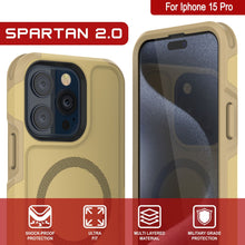 Cargar imagen en el visor de la galería, Estuche PunkCase para iPhone 15 Pro, [Serie Spartan 2.0] Cubierta resistente clara y duradera con protector de pantalla incorporado [amarillo]
