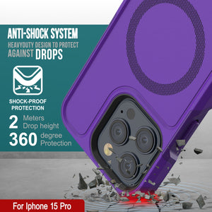 Funda PunkCase para iPhone 15 Pro, Serie Spartan 2.0, cobertura resistente y resistente con protector de pantalla incorporado [morado].