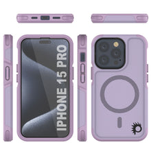 Cargar imagen en el visor de la galería, Funda PunkCase para iPhone 15 Pro, Serie Spartan 2.0, cubierta transparente resistente y robusta con protector de pantalla incorporado [lila]
