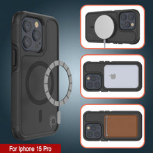 Cargar imagen en el visor de la galería, Carcasa PunkCase para iPhone 15 Pro, Serie Spartan 2.0 transparente y resistente, con protector de pantalla incorporado [Negro]

