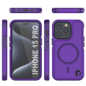 Funda PunkCase para iPhone 15 Pro, Serie Spartan 2.0, cobertura resistente y resistente con protector de pantalla incorporado [morado].