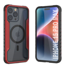 Cargar imagen en el visor de la galería, Funda protectora Punkcase Armor Stealth MAG Defense para iPhone 15 Pro Max, de grado militar, con múltiples capas de cobertura [Rojo].
