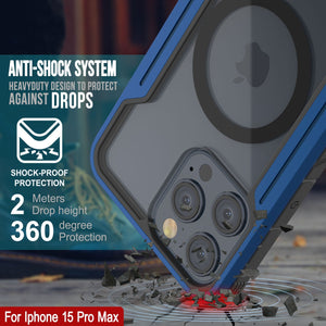 Punkcase iPhone 15 Pro Max Armadura Stealth MAG Defensa Funda Protectora de Grado Militar con Capa Múltiple [Azul Marino].