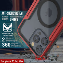 Cargar imagen en el visor de la galería, Funda protectora Punkcase Armor Stealth MAG Defense para iPhone 15 Pro Max, de grado militar, con múltiples capas de cobertura [Rojo].
