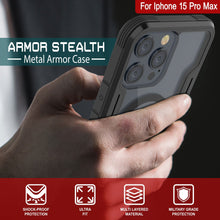 Cargar imagen en el visor de la galería, Estuche Punkcase Armor Stealth MAG Defense para iPhone 15 Pro Max, Funda Protectora de Grado Militar Multicapa [Negro]
