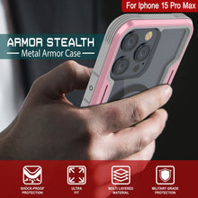 Cargar imagen en el visor de la galería, Estuche de protección Punkcase iPhone 15 Pro Max Armor Stealth MAG Defense, grado militar, cubierta multicapa protectora [Color oro rosa]
