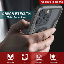 Cargar imagen en el visor de la galería, Punkcase iPhone 15 Pro Max Armor Stealth MAG Defense Case Funda protectora multicapa de grado militar [Gris-Negro]

 La funda Punkcase iPhone 15 Pro Max Armor Stealth MAG Defense es una cubierta protectora de grado militar de múltiples capas [Gris-Negro].
