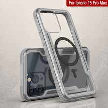 Cargar imagen en el visor de la galería, Carcasa protectora Punkcase Armor Stealth MAG Defense resistente para iPhone 15 Pro Max, de grado militar y con múltiples capas de protección [Gris].
