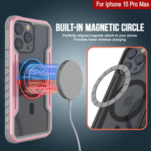 Cargar imagen en el visor de la galería, Estuche de protección Punkcase iPhone 15 Pro Max Armor Stealth MAG Defense, grado militar, cubierta multicapa protectora [Color oro rosa]
