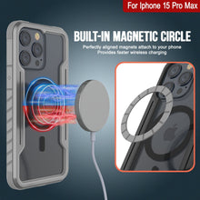 Cargar imagen en el visor de la galería, Carcasa protectora Punkcase Armor Stealth MAG Defense resistente para iPhone 15 Pro Max, de grado militar y con múltiples capas de protección [Gris].
