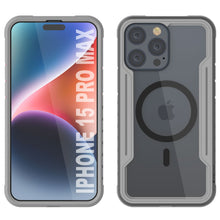Cargar imagen en el visor de la galería, Carcasa protectora Punkcase Armor Stealth MAG Defense resistente para iPhone 15 Pro Max, de grado militar y con múltiples capas de protección [Gris].
