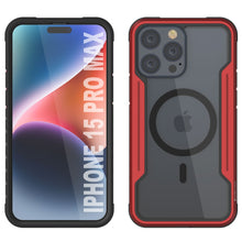 Cargar imagen en el visor de la galería, Funda protectora Punkcase Armor Stealth MAG Defense para iPhone 15 Pro Max, de grado militar, con múltiples capas de cobertura [Rojo].
