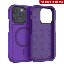 Load image into Gallery viewer, Funda PunkCase para iPhone 15 Pro Max, serie Spartan 2.0, resistente y transparente, con protector de pantalla incorporado [color morado].
