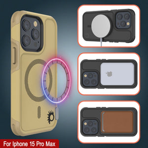 Funda PunkCase para iPhone 15 Pro Max, Serie Spartan 2.0, resistente transparente, cubierta robusta con protector de pantalla incorporado [amarillo]