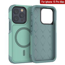 Cargar imagen en el visor de la galería, Funda PunkCase iPhone 15 Pro Max, [Serie Espartana 2.0], Cubierta Transparente Resistente y Duradera con Protector de Pantalla Incorporado [azul verdoso]
