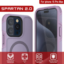 Cargar imagen en el visor de la galería, Funda PunkCase para iPhone 15 Pro Max, [Serie Spartan 2.0] Cubierta resistente transparente de servicio pesado con protector de pantalla incorporado [lila]
