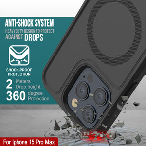 Funda PunkCase iPhone 15 Pro Max, [Serie Spartan 2.0] Funda Transparente Resistente y Robusta con Protector de Pantalla Incorporado [Negro]