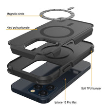 Cargar imagen en el visor de la galería, Funda PunkCase iPhone 15 Pro Max, [Serie Spartan 2.0] Funda Transparente Resistente y Robusta con Protector de Pantalla Incorporado [Negro]
