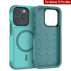 Funda PunkCase para iPhone 15 Pro Max, Serie Spartan 2.0, cubierta clara resistente y de gran resistencia con protector de pantalla incorporado [Azul]