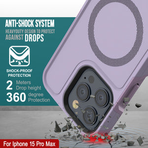 Funda PunkCase para iPhone 15 Pro Max, [Serie Spartan 2.0] Cubierta resistente transparente de servicio pesado con protector de pantalla incorporado [lila]