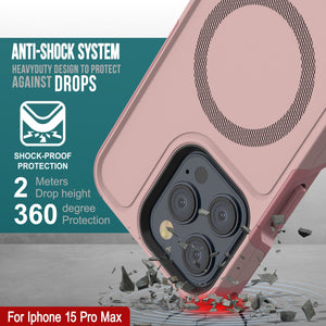 Funda PunkCase para iPhone 15 Pro Max, Serie Spartan 2.0, cubierta transparente resistente y resistente, con protector de pantalla incorporado [rosa]