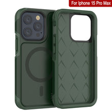 Load image into Gallery viewer, Funda PunkCase iPhone 15 Pro Max, [Serie Spartan 2.0] Cubierta Resistente Transparente con Protector de Pantalla Incorporado [verde oscuro]
