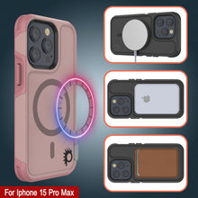 Cargar imagen en el visor de la galería, Funda PunkCase para iPhone 15 Pro Max, Serie Spartan 2.0, cubierta transparente resistente y resistente, con protector de pantalla incorporado [rosa]
