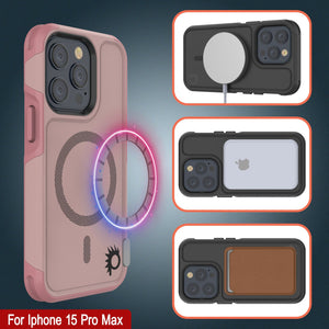 Funda PunkCase para iPhone 15 Pro Max, Serie Spartan 2.0, cubierta transparente resistente y resistente, con protector de pantalla incorporado [rosa]