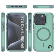 Cargar imagen en el visor de la galería, Funda PunkCase iPhone 15 Pro Max, [Serie Espartana 2.0], Cubierta Transparente Resistente y Duradera con Protector de Pantalla Incorporado [azul verdoso]

