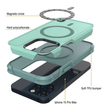 Cargar imagen en el visor de la galería, Funda PunkCase iPhone 15 Pro Max, [Serie Espartana 2.0], Cubierta Transparente Resistente y Duradera con Protector de Pantalla Incorporado [azul verdoso]
