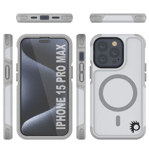 Funda para iPhone 15 Pro Max PunkCase, Serie Spartan 2.0, Cubierta Resistente Transparente de Alta Protección con Protector de Pantalla Incorporado [blanco]