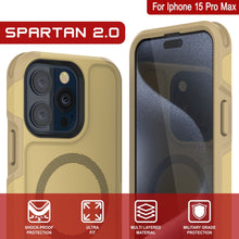 Cargar imagen en el visor de la galería, Funda PunkCase para iPhone 15 Pro Max, Serie Spartan 2.0, resistente transparente, cubierta robusta con protector de pantalla incorporado [amarillo]
